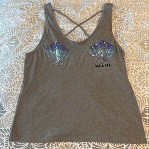 PINK Victoria's Secret Gray Tank with Blue Sequin Shells